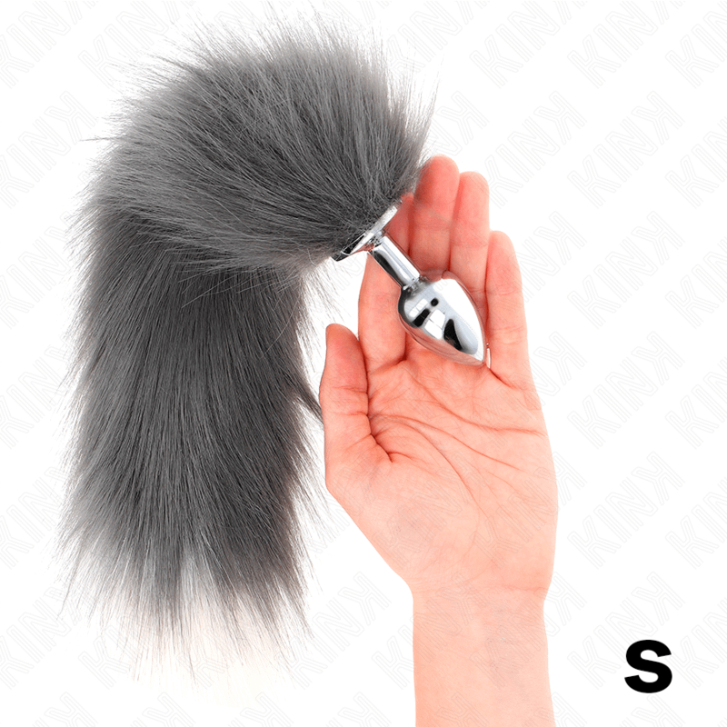 KINK - ANAL PLUG SIZE S 7 X 3 CM WITH SYNTHETIC TAIL 40 CM GREY AND WHITE - Bild 3