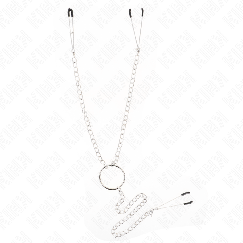 KINK - TRIPPELKLÄMMOR FÖR BRÖSTVÅRTOR OCH KLITORIS MED KEDJA MODELL 1