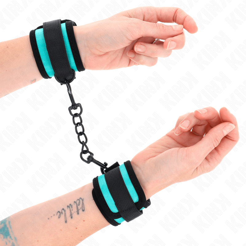 KINK - HOOK AND LOOP NYLON BIND WRIST RESTRAINTS BLACK-BLUE ADJUSTABLE 18-32 CM X 5 CM - Bild 3