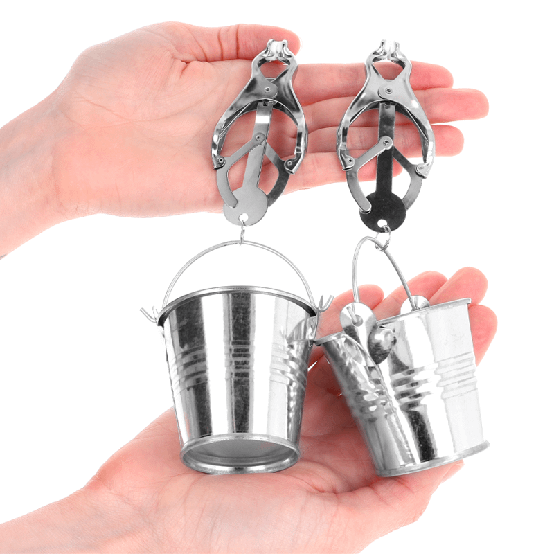 KINK - JAPANESE CLOVER NIPPLE CLAMPS WITH BUCKETS SILVER - Image 3