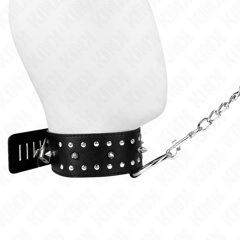 KINK - NECKLACE WITH LEASH 65 CM WITH SILVER STUDS MODEL 1 ADJUSTABLE 36-43 CM X 5 CM - Bild 2