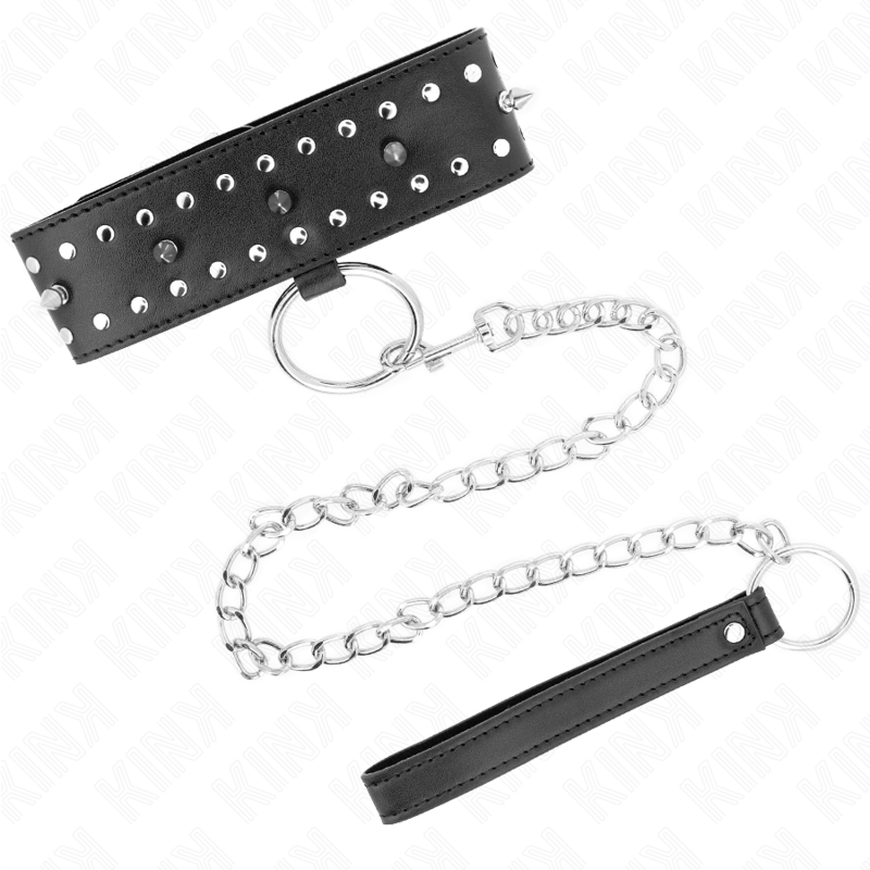 KINK - NECKLACE WITH LEASH 65 CM WITH SILVER STUDS MODEL 1 ADJUSTABLE 36-43 CM X 5 CM - Bild 3