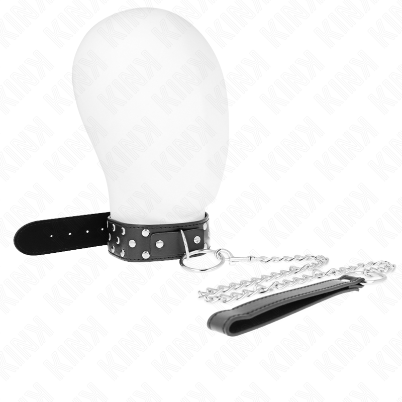 KINK - RING RIVET STRAP NECKLACE WITH BELT 65 CM BLACK ADJUSTABLE 36-50 CM X 3.8 CM - Image 3