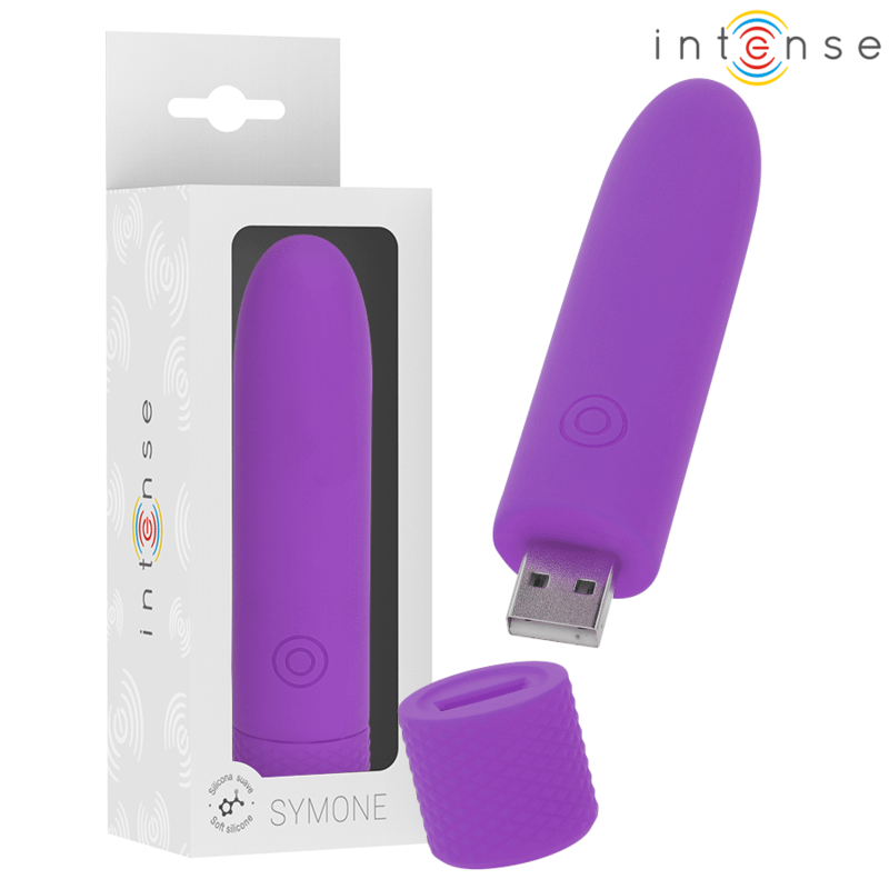 INTENSE - SYMONE USB RECHARGEABLE VIBRATING BULLET 8 VIBRATIONS PURPLE 10 X 2.2 CM - Bild 2
