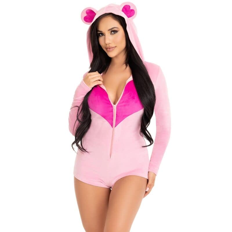 LEG AVENUE - TEDDY BEAR VELVET BODYSUIT PINK S - Image 2