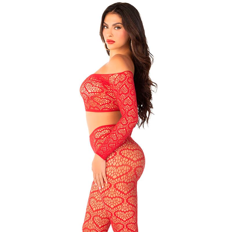 LEG AVENUE - CROP TOP + STOCKINGS RED ONE SIZE - Image 3