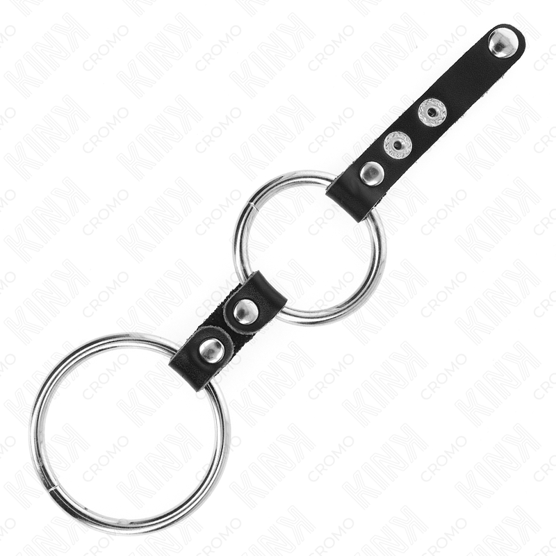 KINK - DOUBLE PENIS RING 3.8 CM TO 5 CM CONNECTED BY LEATHER - Image 3