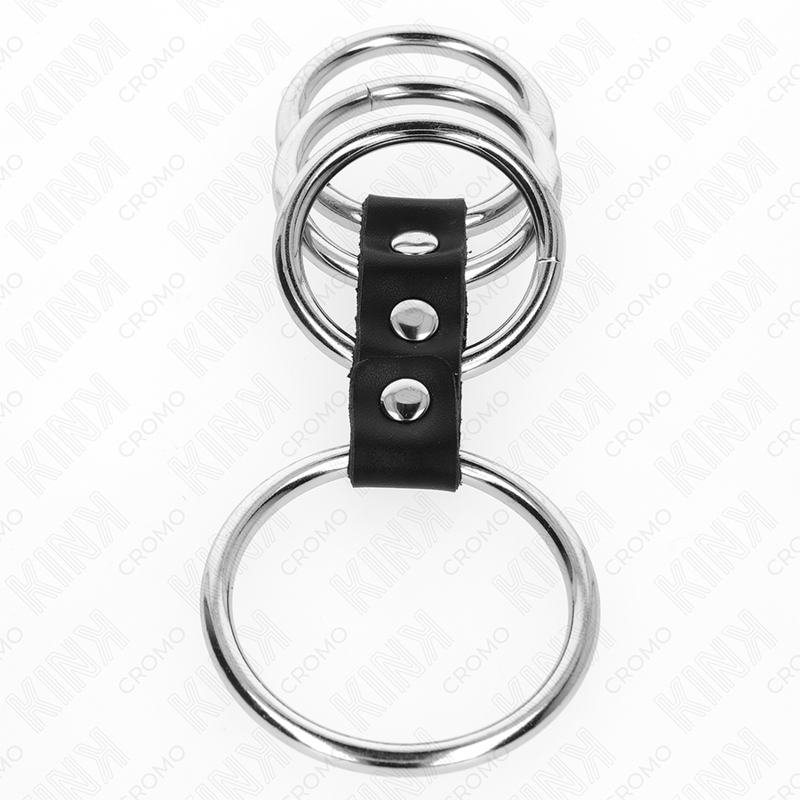 KINK - 4 METAL PENIS RINGS 3.7 CM TO 5 CM CONNECTED BY LEATHER - Image 3