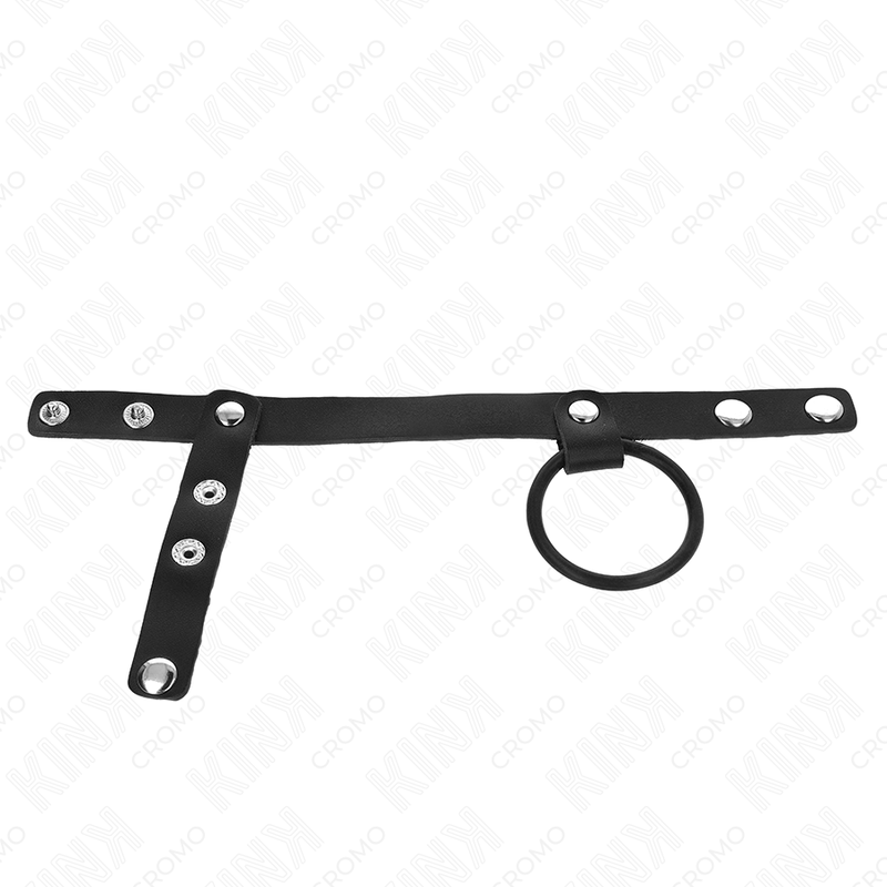 KINK - SILICONE PENIS RING 3.8 CM WITH BALL DIVIDER AND LEATHER STRAP 22 X 1.5 CM - Image 3