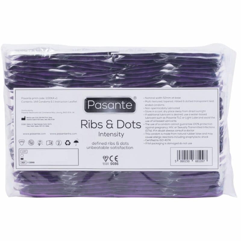 PASANTE - RIBS DOTS INTENSITY CONDOMS 144 UNITS