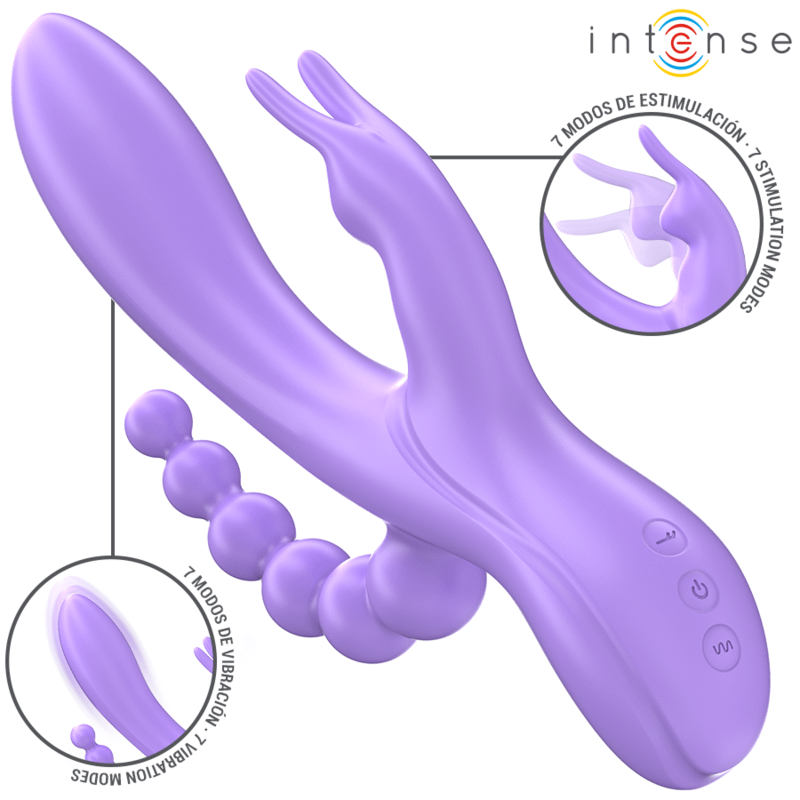 INTENSE - MIKO TRIPLE VIBRATOR RABBIT STIMULATOR ANAL 7 VIBRATIONS PURPLE - Bild 2