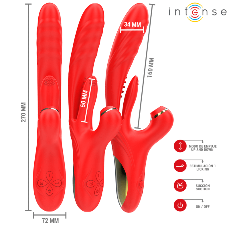INTENSE - KAROL MULTIFUNCTION VIBRATOR THRUST  STIMULATION  STIMULATING WAVES RED - Image 3