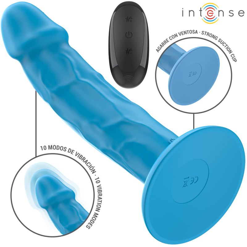 INTENSE - PHOEBE REALISTIC VIBRATOR 10 VIBRATIONS BLUE REMOTE CONTROL - Image 2