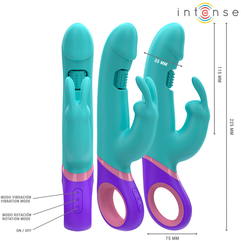 INTENSE - MONICA RABBIT VIBRATOR WITH ROTATING G-SPOT STIMULATOR BLUE - Bild 3