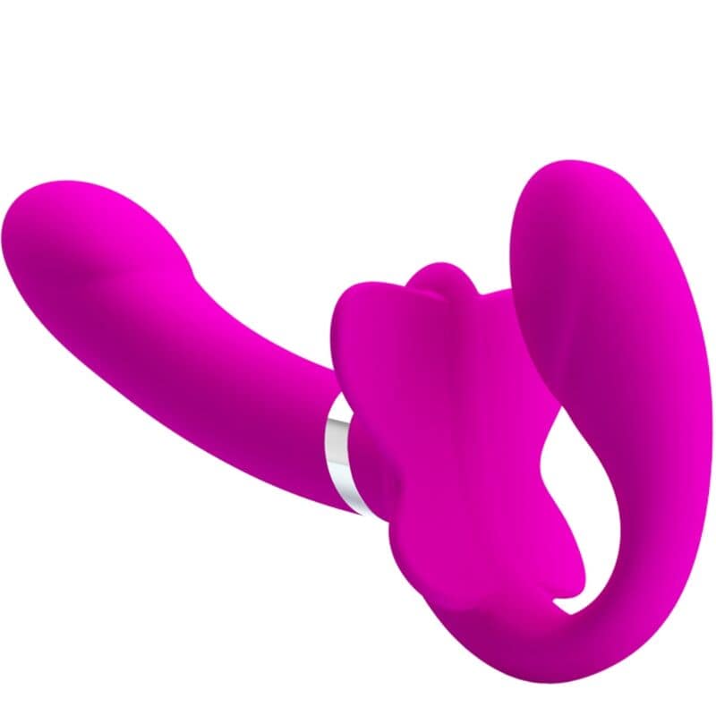 PRETTY LOVE - VALERIE DOUBLE STRAP-ON VIBRATOR 12 VIBRATIONS PURPLE - Image 2