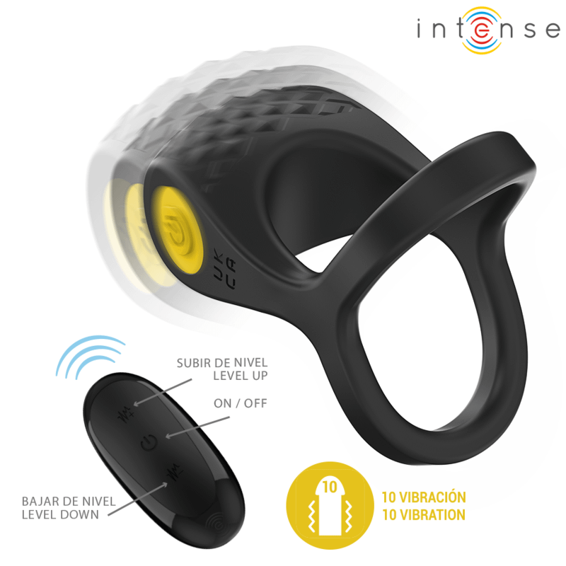 INTENSE - ALEX VIBRATOR DOUBLE PENIS RING 10 VIBRATIONS BLACK - Bild 4