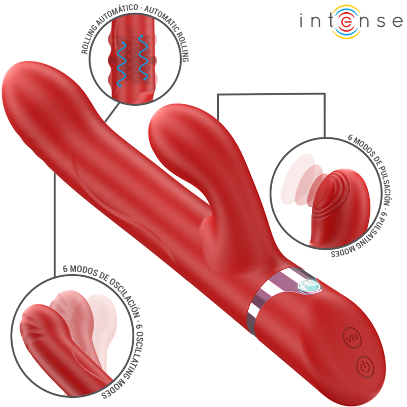 INTENSE - LELE MULTIFUNCTION VIBRATOR ROTATING  OSCILLATION  STIMULATION RED - Image 2