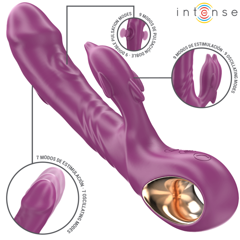 INTENSE - HALLE MULTIFUNCTION VIBRATOR WITH DOLPHIN STIMULATING TONGUE PURPLE - Image 2