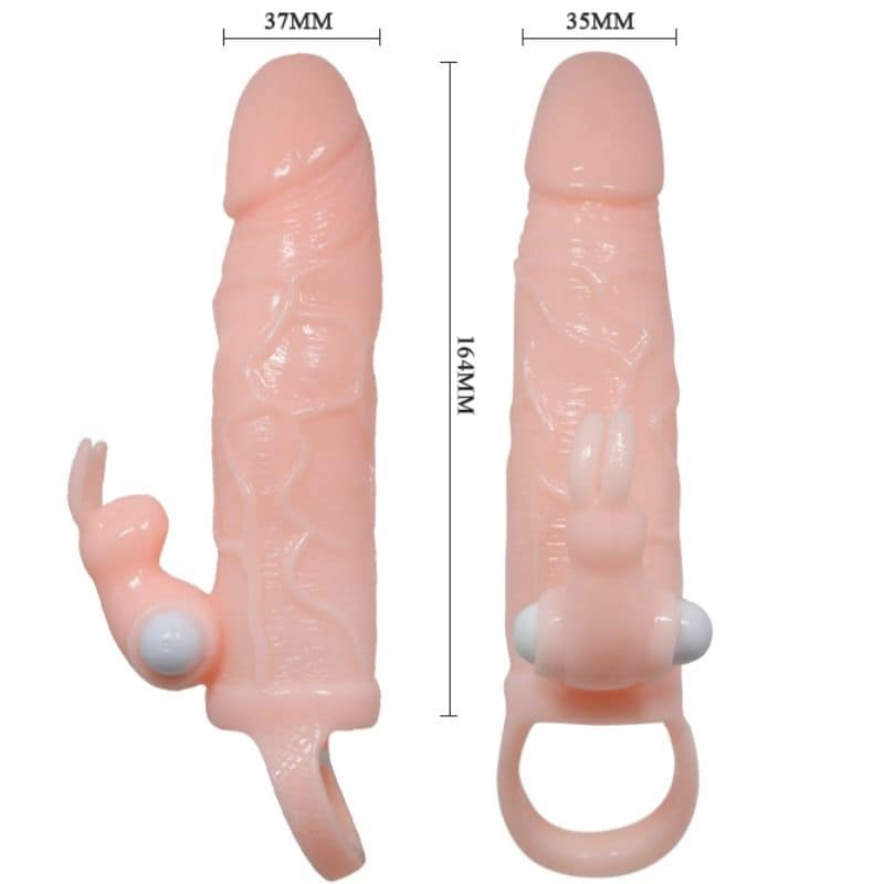 BAILE - BRAVE MAN PENIS COVER WITH RABBIT AND DOUBLE ENGINE FLESH 16.5 CM - Image 5