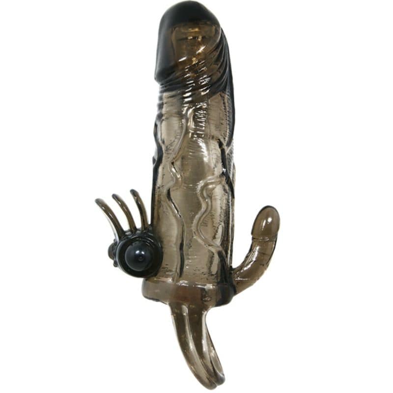 BAILE - BRAVE MAN PENIS COVER WITH CLIT AND ANAL STIMULATION DOUBLE BULLET BLACK 16.5 CM - Image 3