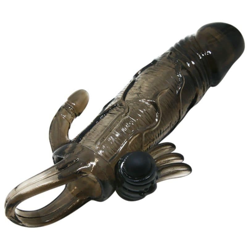 BAILE - BRAVE MAN PENIS COVER WITH CLIT AND ANAL STIMULATION DOUBLE BULLET BLACK 16.5 CM - Image 5