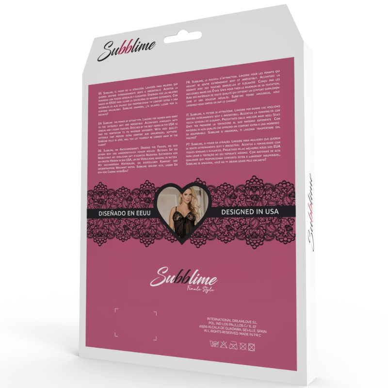 SUBBLIME - BABYDOLL ENCAJE FLORAL NEGRO S/M - Image 4