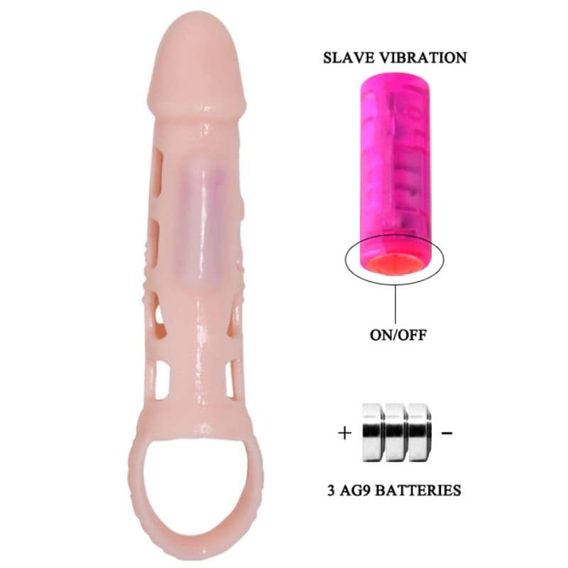 BAILE - PENIS EXTENDER COVER WITH VIBRATION AND NATURAL STRAP 13.5 CM - Bild 4