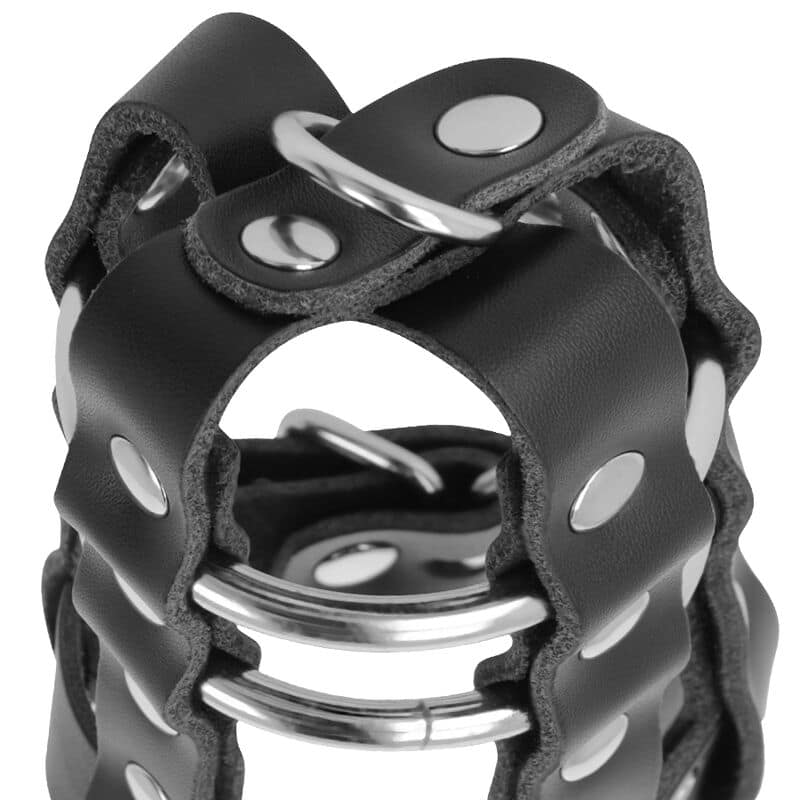 DARKNESS - LEATHER CHASTITY CAGE WITH LOCK - Image 3