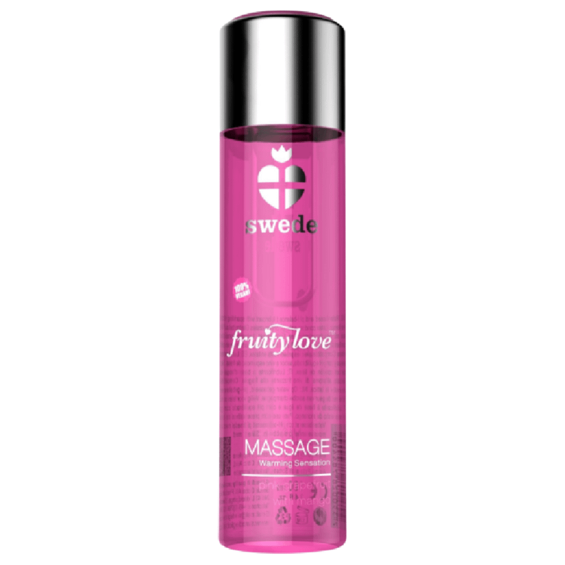 SWEDE - FRUITY LOVE MASSAGEOLJA MED VÄRMANDE EFFEKT ROSA HALLON OCH RABARBER 120 ML