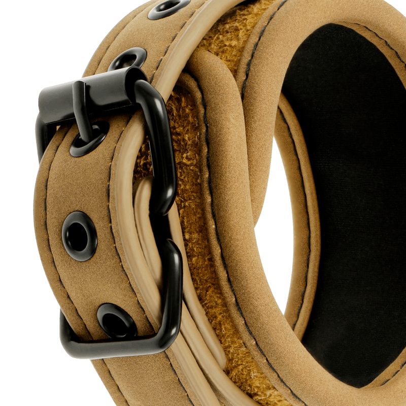 FETISH SUBMISSIVE ORIGEN - VEGAN LEATHER HANDCUFFS WITH NEOPRENE LINING - Image 3