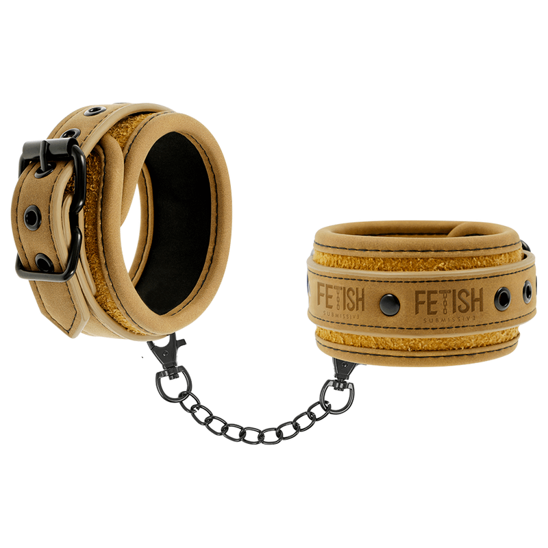 FETISH SUBMISSIVE ORIGEN - VEGAN LEATHER HANDCUFFS WITH NEOPRENE LINING - Image 2