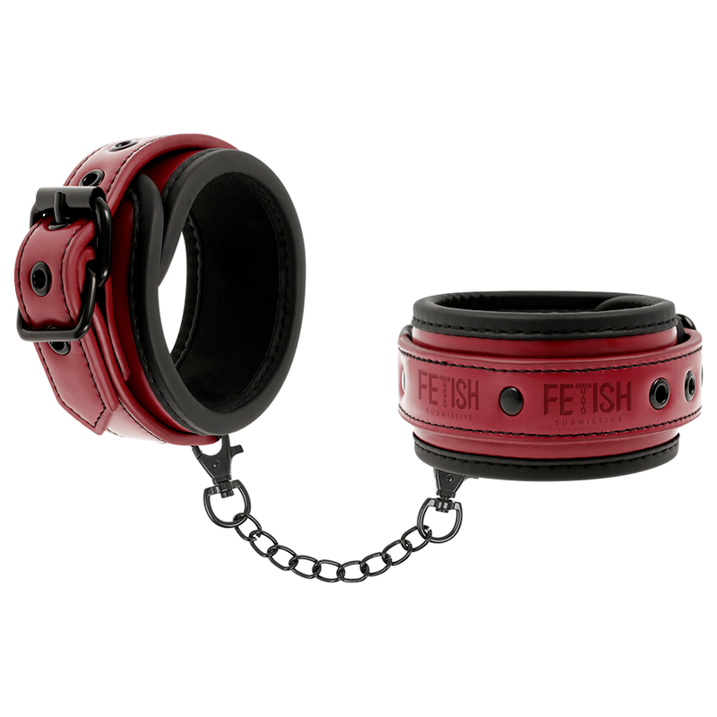 FETISH SUBMISSIVE DARK ROOM - VEGAN LEATHER HANDCUFFS WITH NEOPRENE LINING - Image 2