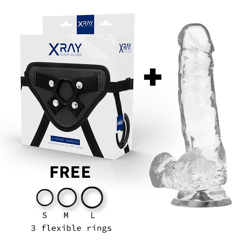 X RAY - HARNESS + CLEAR COCK WITH BALLS 18.5 CM -O- 3.8 CM - Image 2