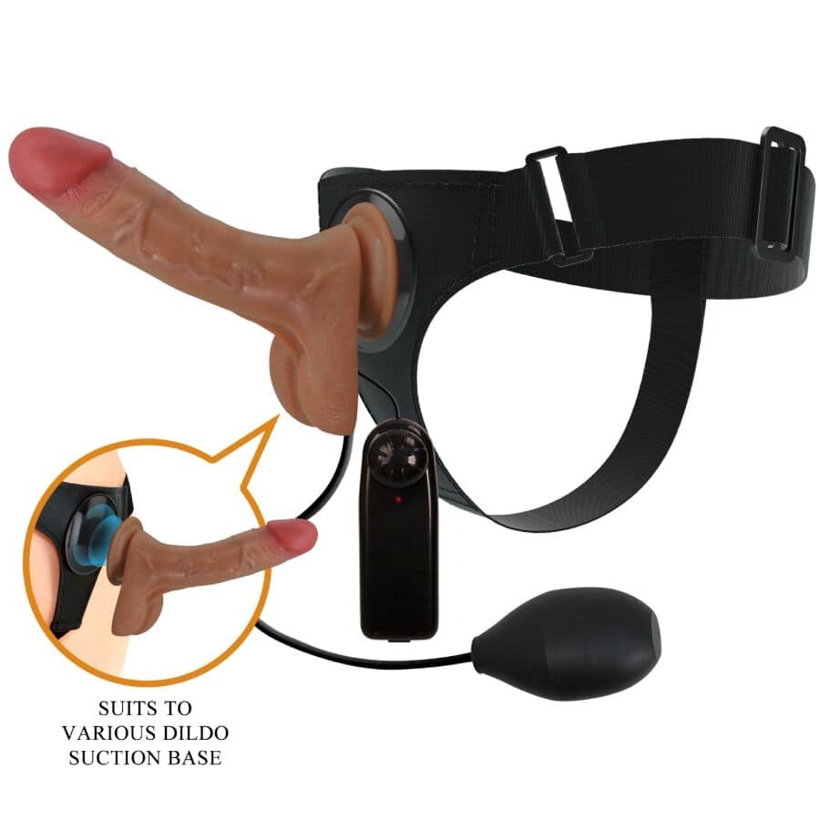 PRETTY LOVE - UNIVERSAL HARNESS TROSOR MED VIBRERANDE OCH SPRUTANDE DILDO 15,5 CM MULATO