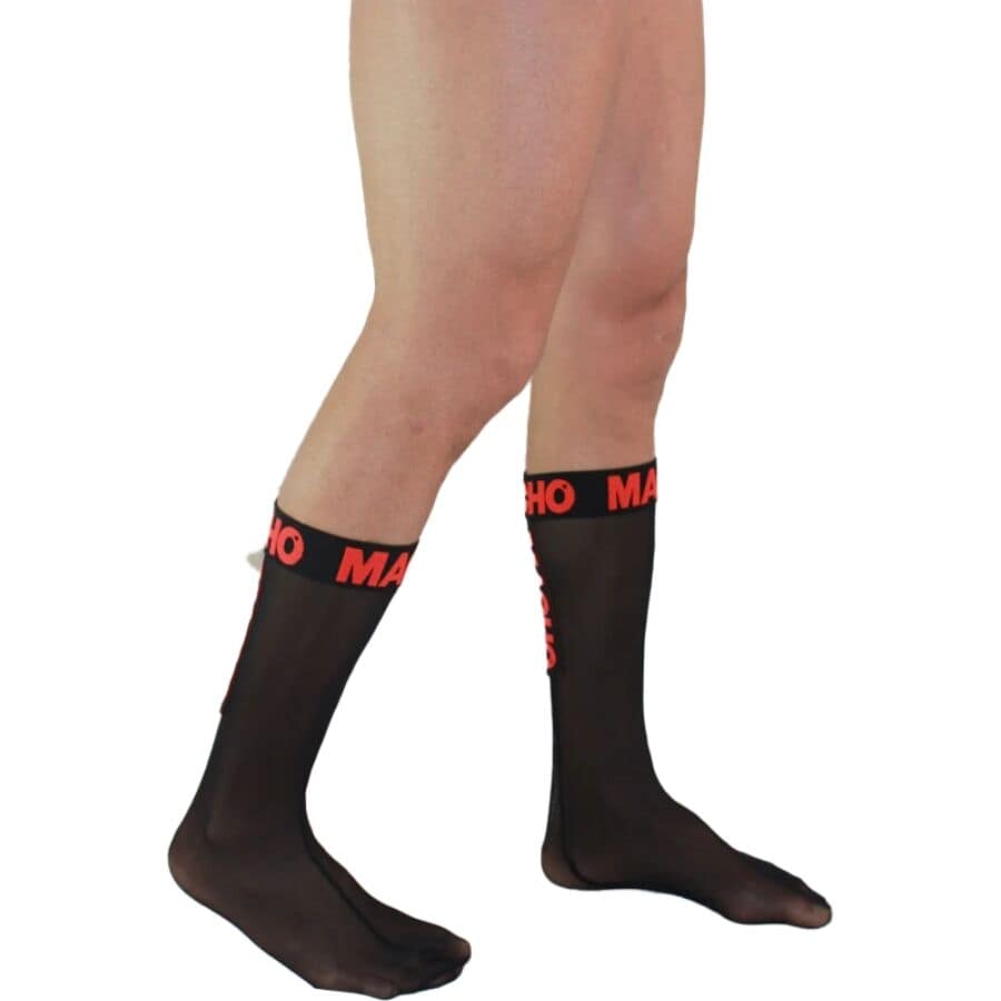 MACHO - THIN SOCKS ONE SIZE BLACK/RED - Image 3