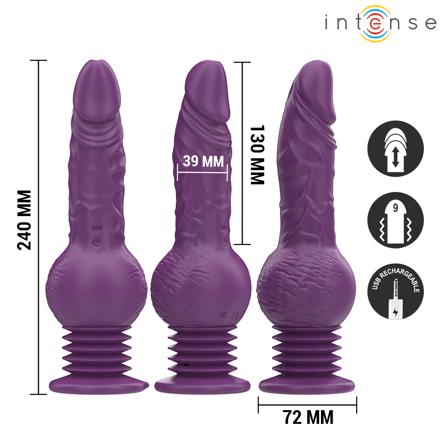 INTENSE - TATUM MULTIFUNCTION VIBRATOR WITH UP AND DOWN VIBRATION 24 CM PURPLE - Image 3