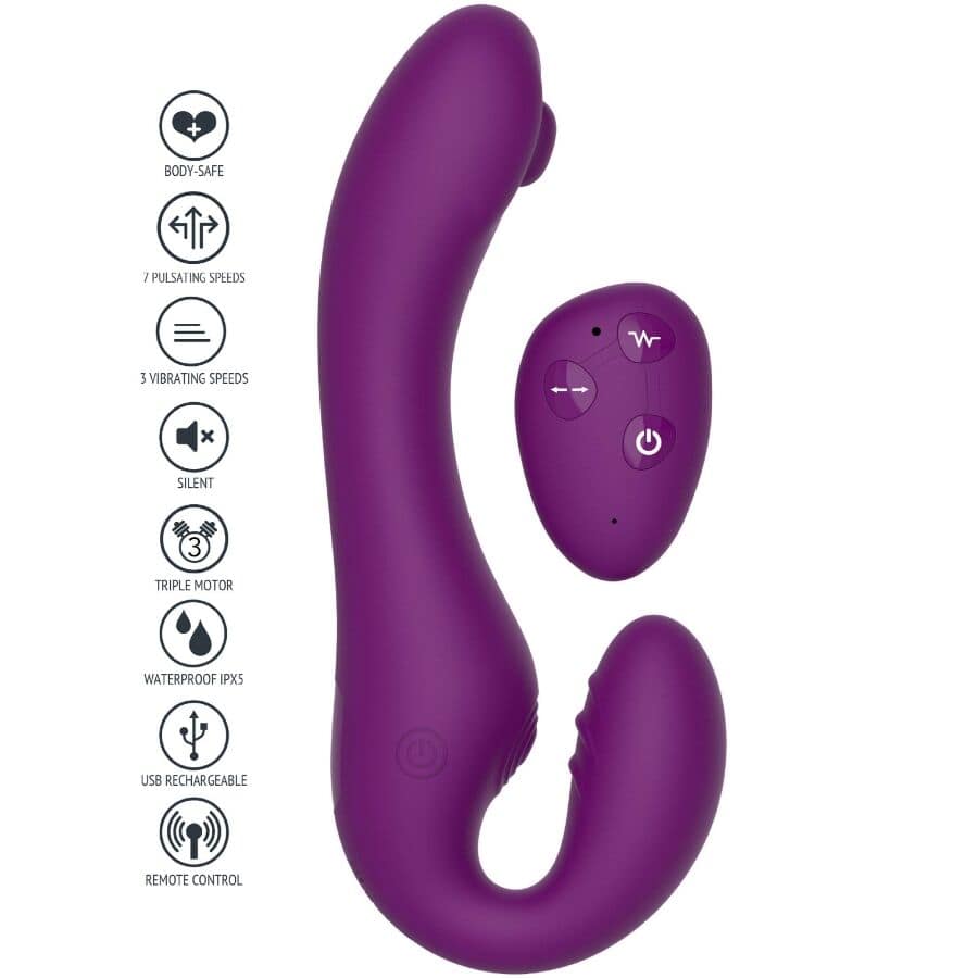 XOCOON - 2 IN 1 STRAPLESS STRAP-ON VIBRATOR WITH REMOTE CONTROL PURPLE - Image 2