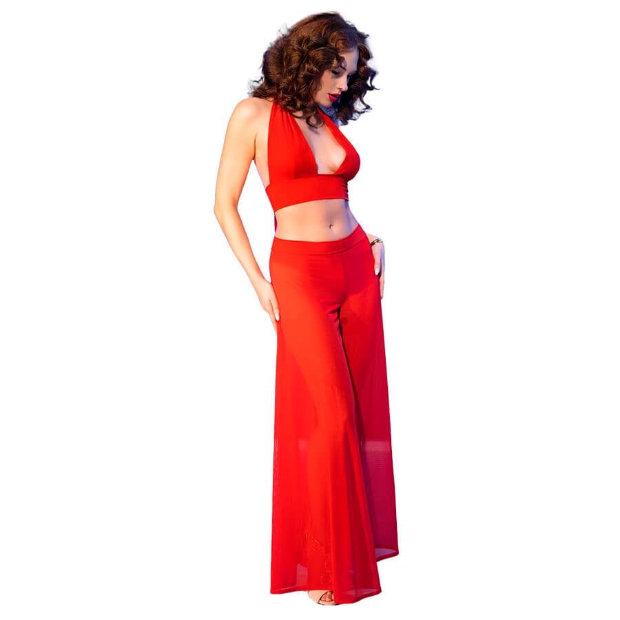 CHILIROSE - CR  4857 SET TOP Y PANTALONES ROJO TALLA S - Image 3