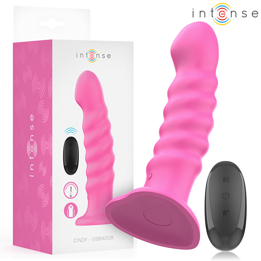 INTENSE - CINDY VIBRATOR SIZE L SPIRAL DESIGN 10 VIBRATIONS PINK REMOTE CONTROL