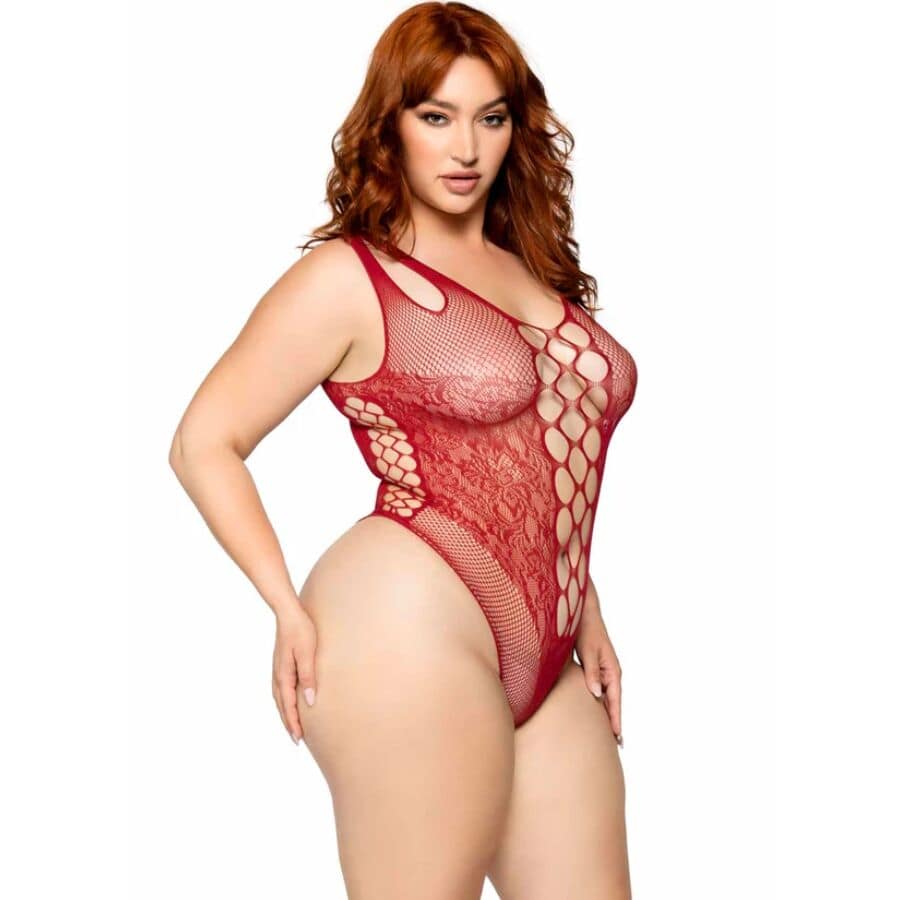 LEG AVENUE - 81641X SEAMLESS BODYSUIT BURGUNDY SIZE 1X/2X - Image 2