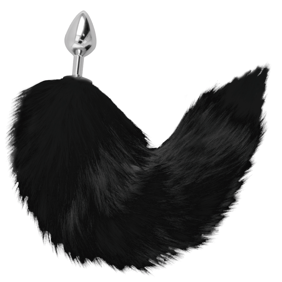 DARKNESS - SILVER ANAL PLUG 8 CM WITH BLACK TAIL - Image 2