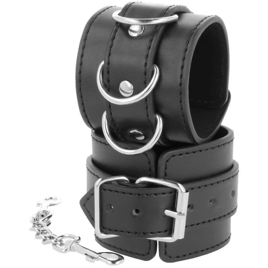 DARKNESS - BLACK ADJUSTABLE LEATHER ANKLE HANDCUFFS - Image 3
