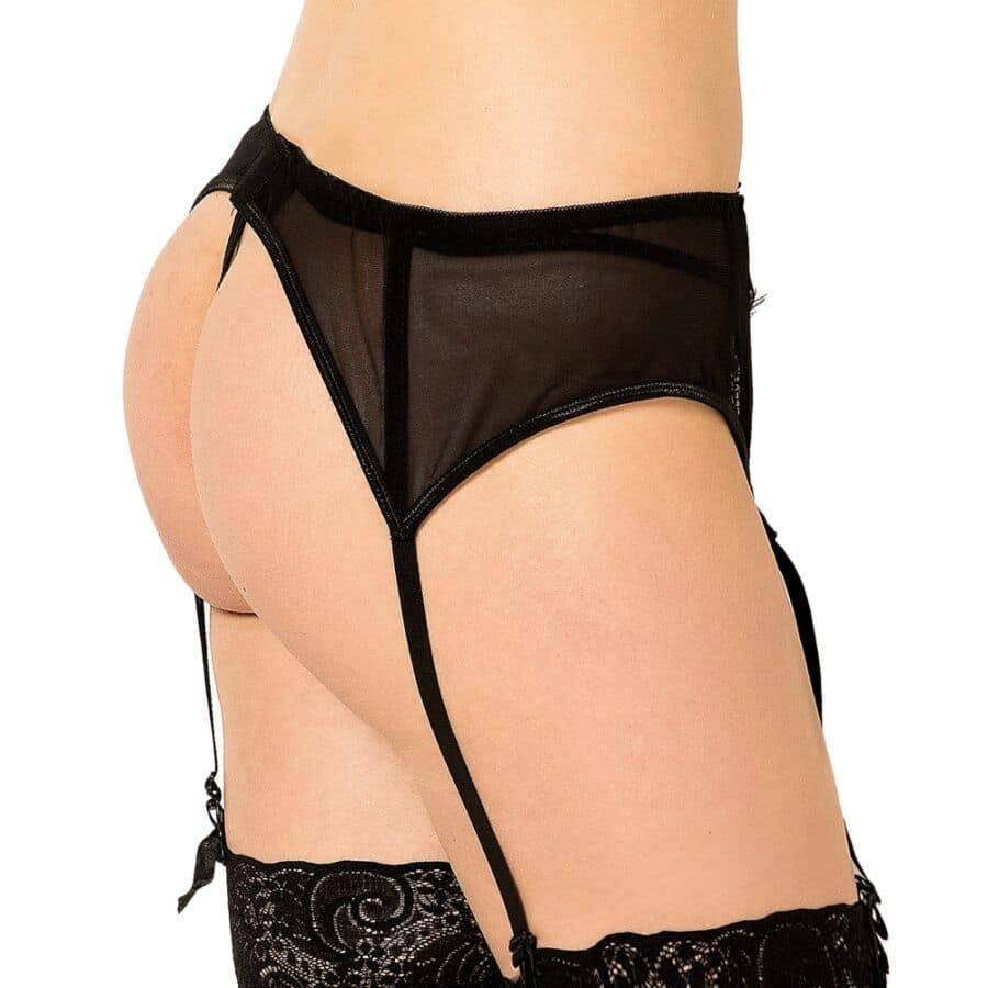 QUEEN LINGERIE - THONG WITH BLACK LACE GARTER S/M - Image 3